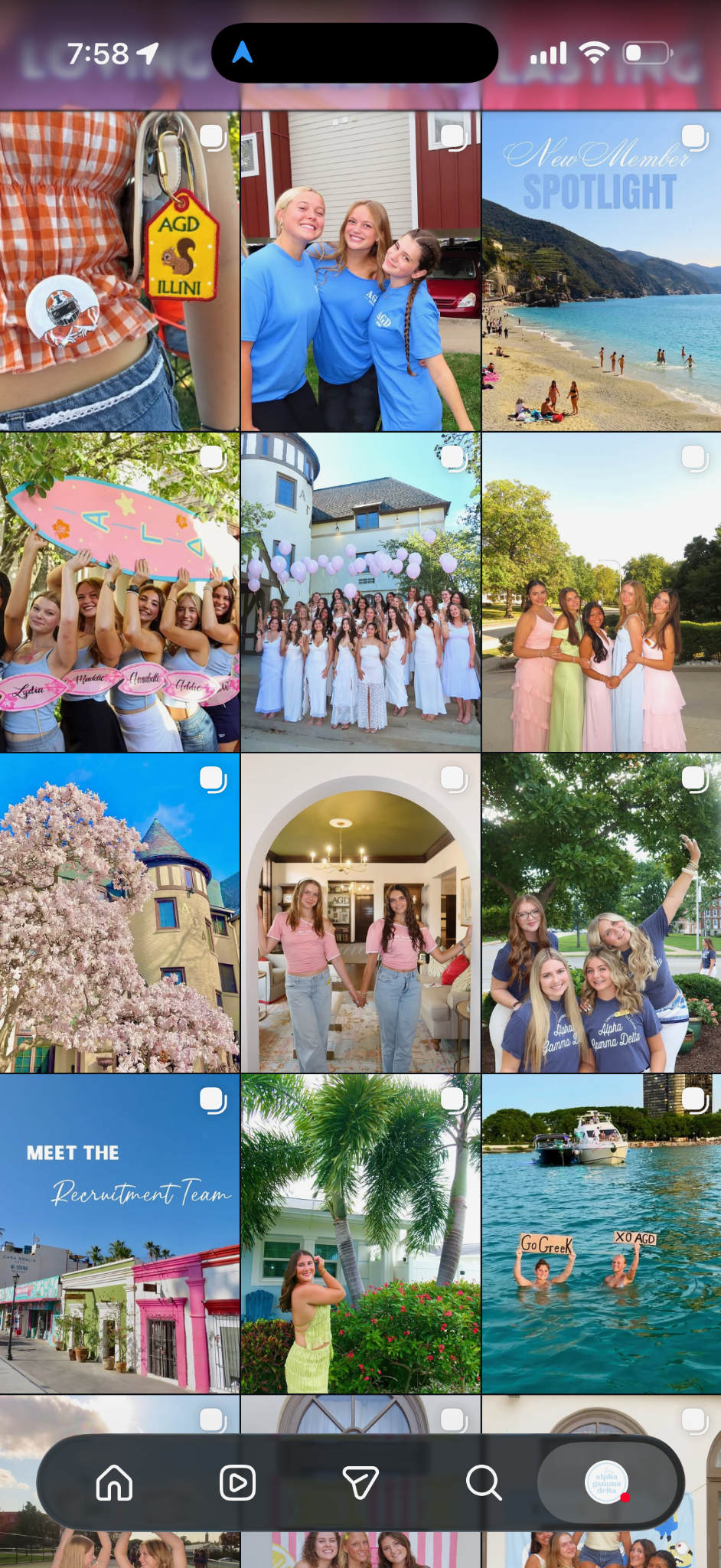 Alpha Gamma Delta Instagram grid, screenshot 2 of 6