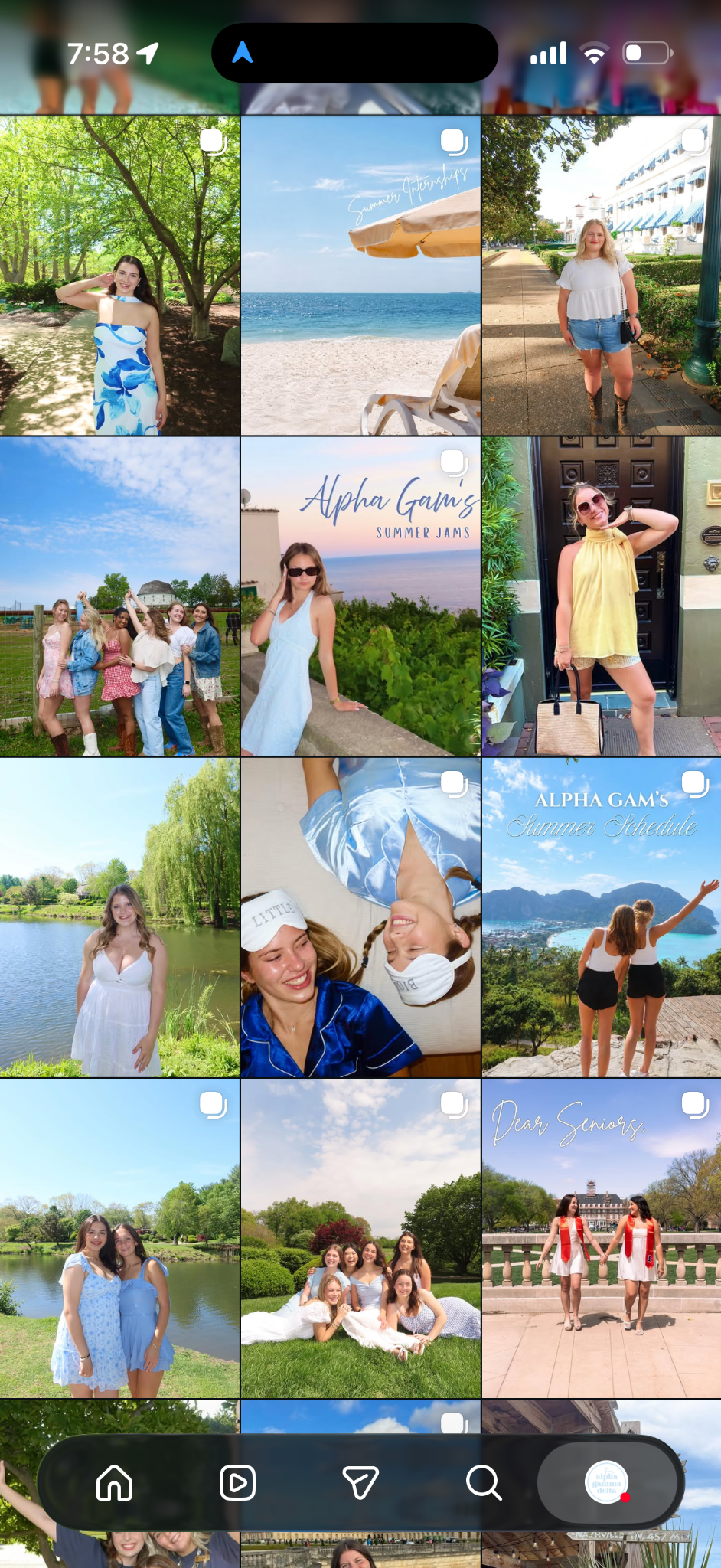 Alpha Gamma Delta Instagram grid, screenshot 4 of 6
