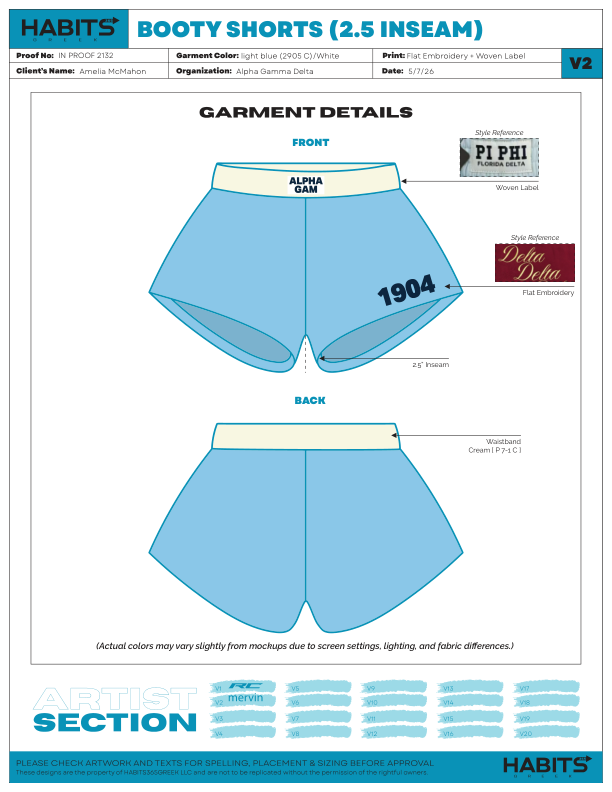 Summer set · cream-waistband shorts vendor design proof